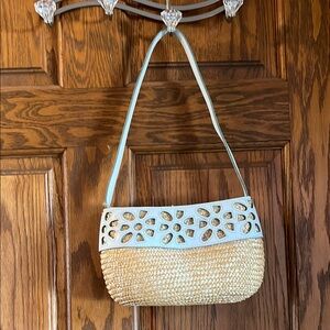 Adorable Beige and White Woven Shoulder  Bag